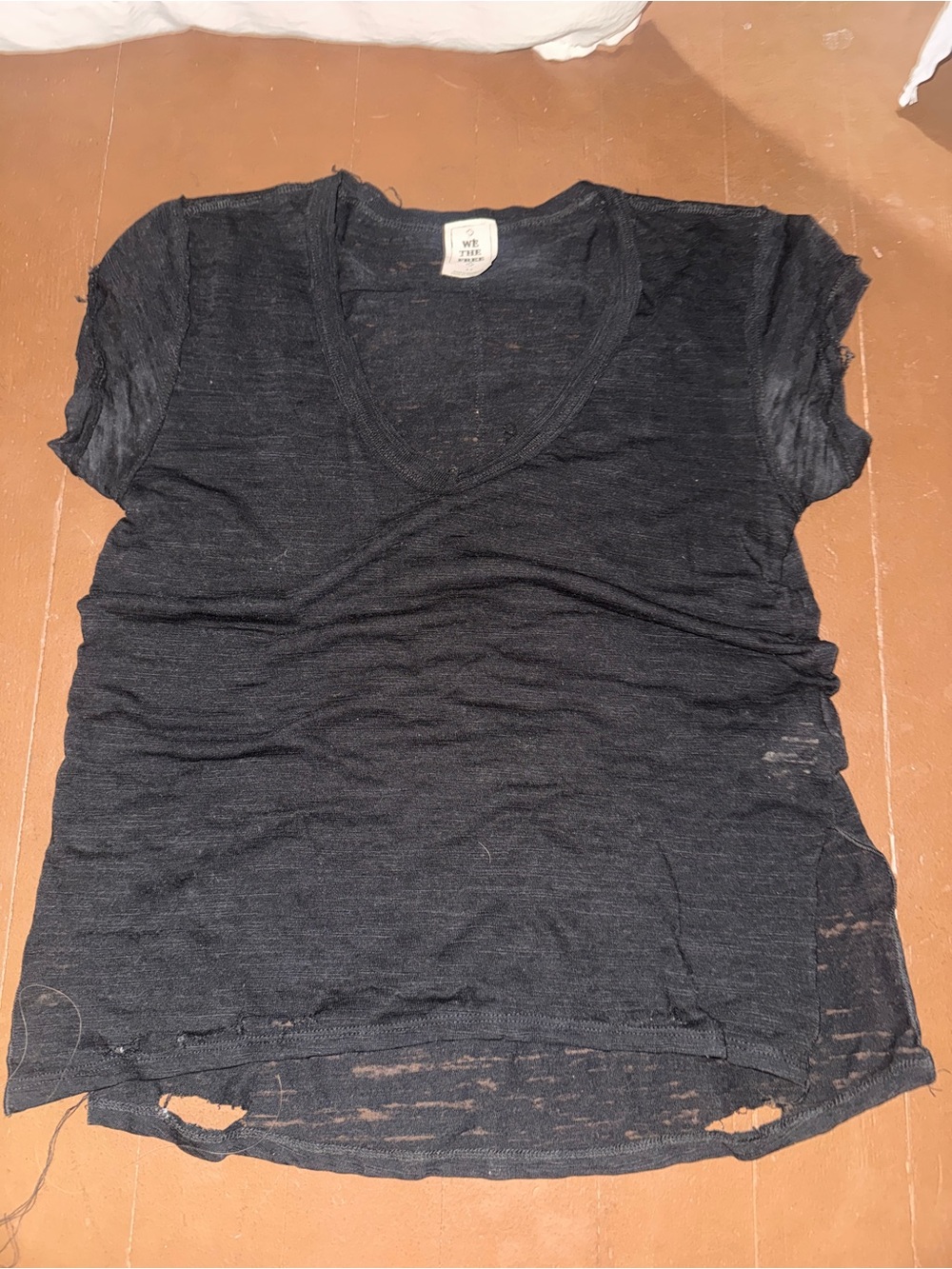 We The Free Black Short Sleeve V-Neck Tee